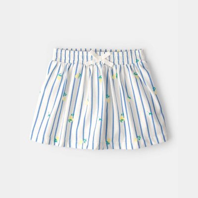 Toddler Girl Lemon Striped Skort - Blue/Ivory