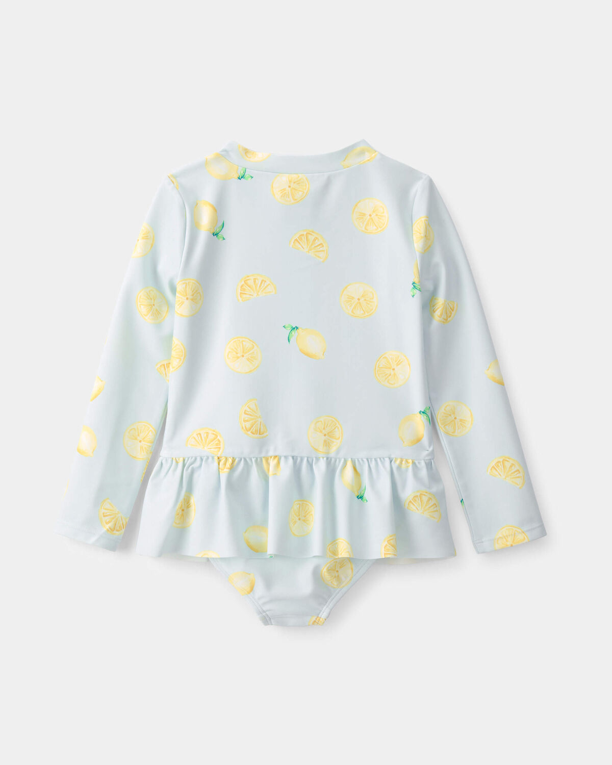Toddler Girl 1-Piece Lemon Rashguard Swimsuit - Blue - Image 2