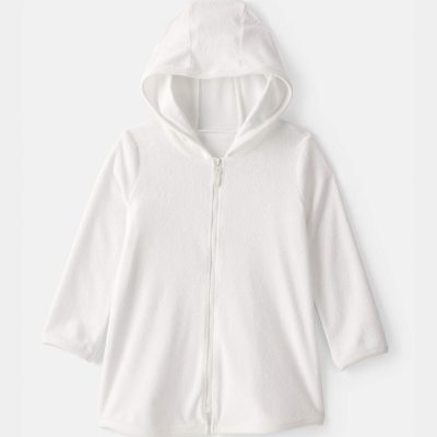 Toddler Girl Terry Cover Up - White