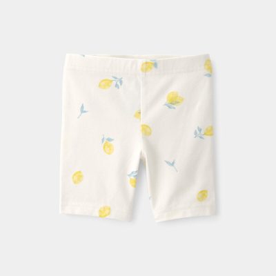 Toddler Girl Lemon Bike Shorts - Cream