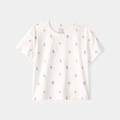 Toddler Girl Ice Cream Relaxed Top - Ivory