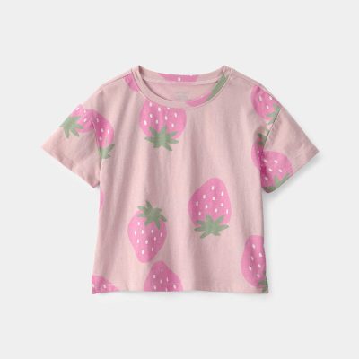 Toddler Girl Strawberry Relaxed Top - Pink