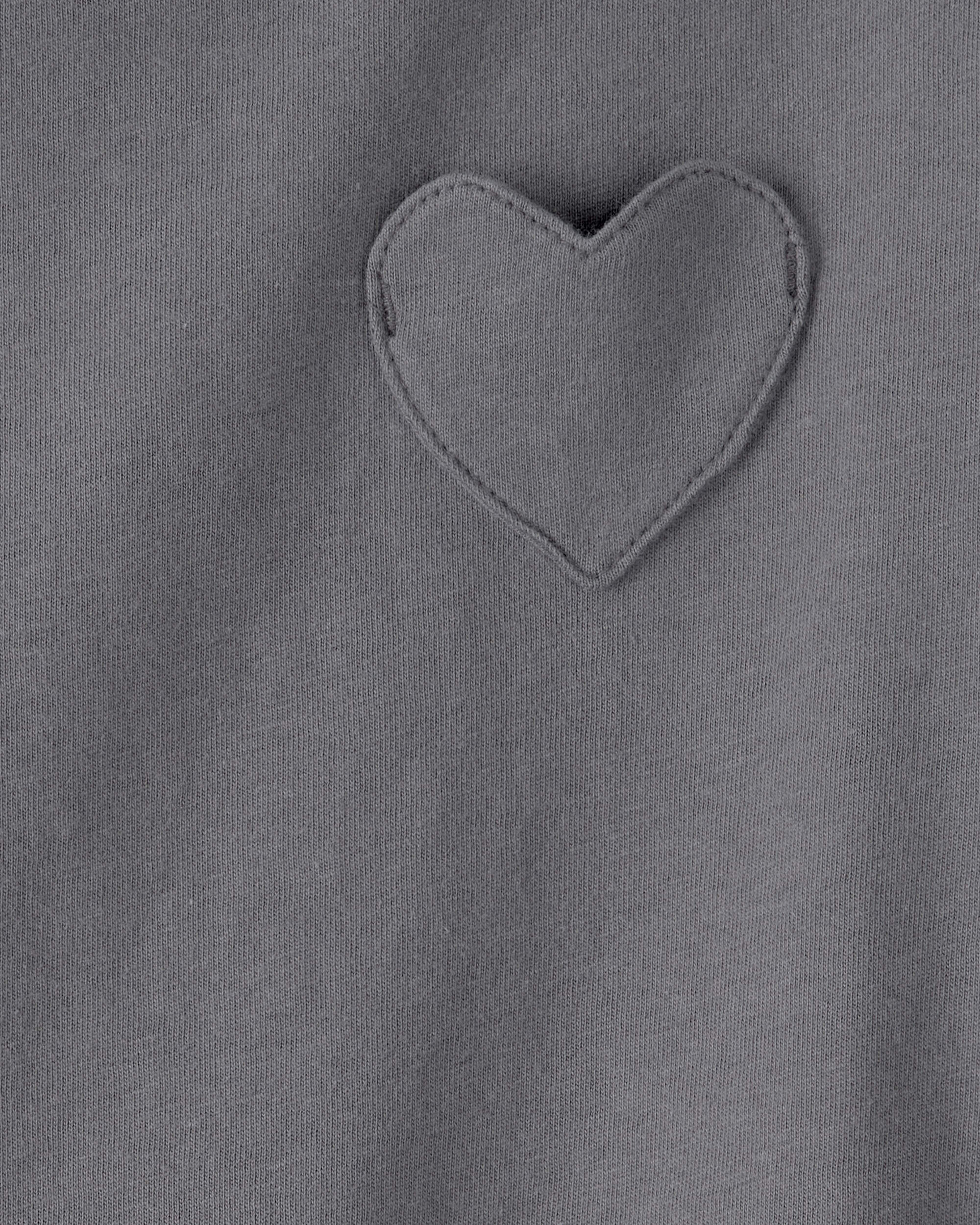 Toddler Girl Heart Pocket Top - Grey - Image 5
