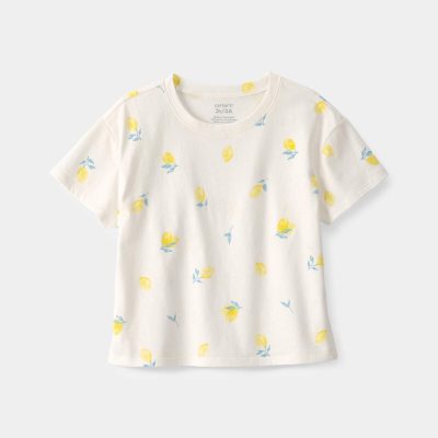 Toddler Girl Lemon Relaxed Top - Cream