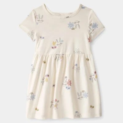Toddler Girl Easter Bunny Short-Sleeve Dress - Cream