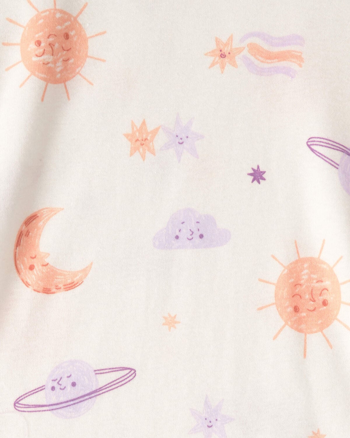 Toddler Girl Space Constellation Tie-Dye 100% Cotton Snug Fit 4-Piece Pajama Set - Purple - Image 3