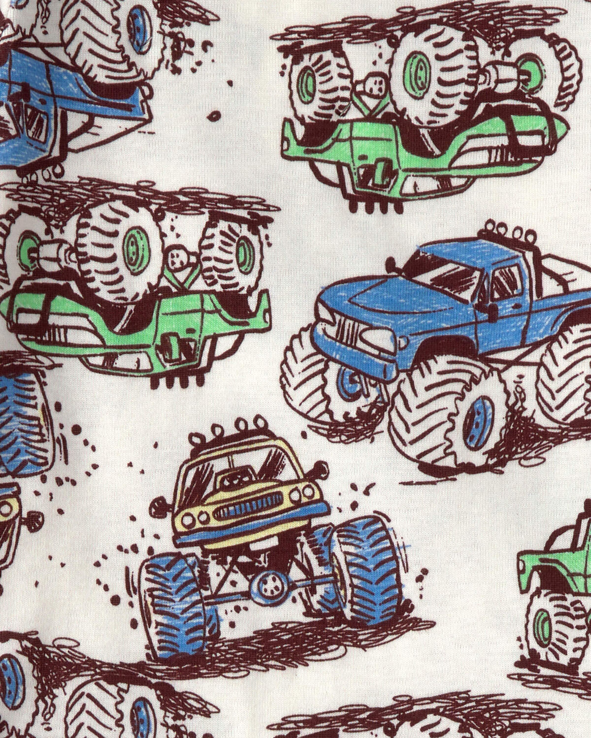 Toddler Boy Monster Truck 100% Cotton Snug Fit 4-Piece Pajama Set - Grey - Image 3