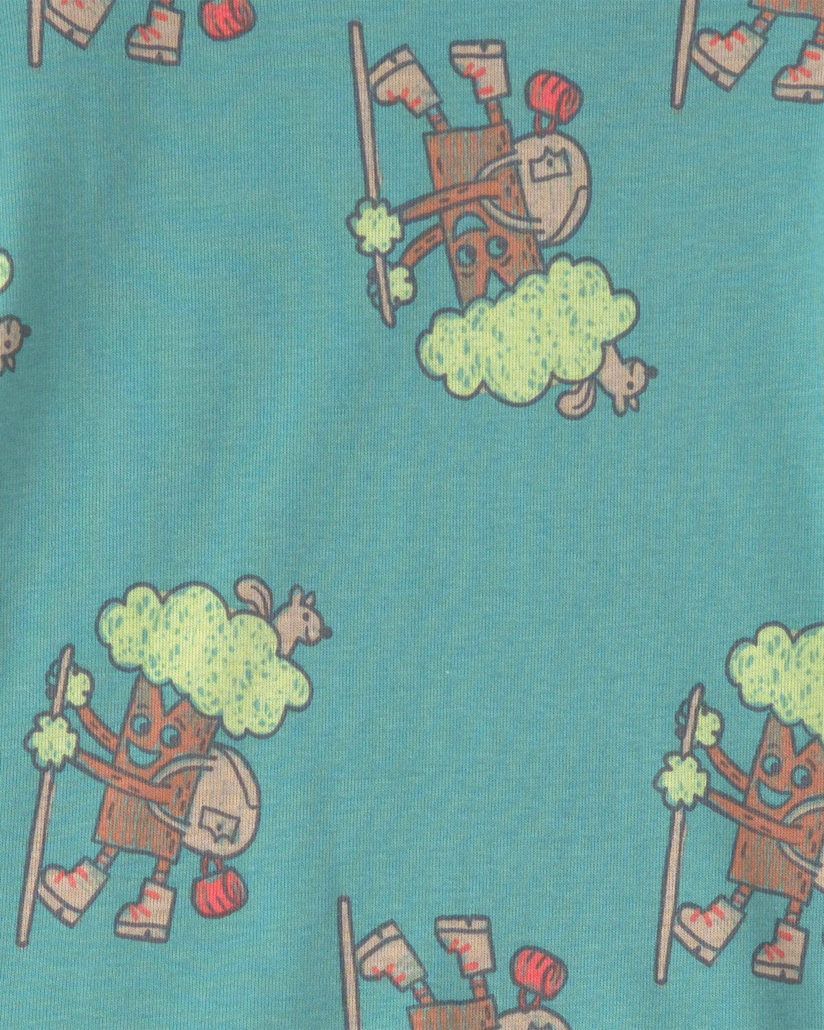Toddler Boy Tree 100% Cotton Snug Fit 4-Piece Pajama Set - Green/Cream - Image 3