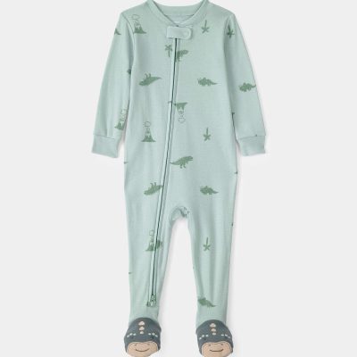 Toddler Dinosaur 100% Cotton Snug Fit 1-Piece Pajama - Green