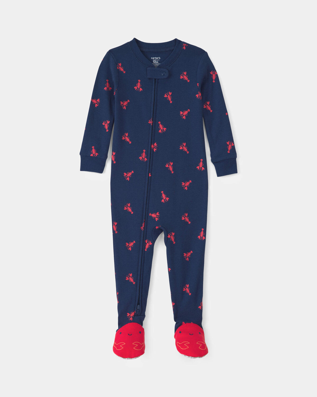 Toddler Boy Lobster 100% Cotton Snug Fit 1-Piece Pajama - Blue