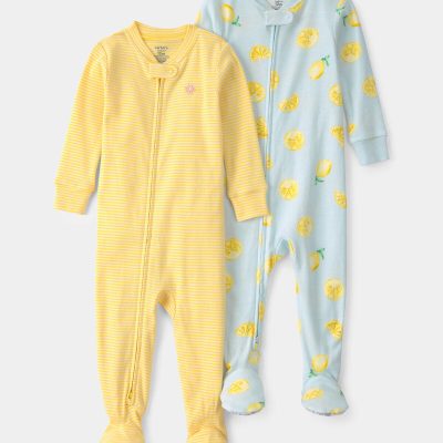 Toddler 2-Pack Lemon Snug Fit 1-Piece Pajama - Yellow/Blue
