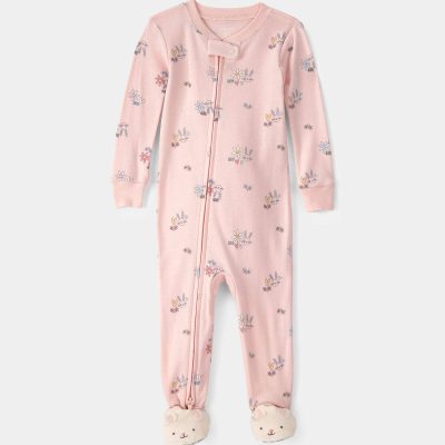 Toddler Girl Easter Bunny 100% Cotton Snug Fit 1-Piece Pajama - Pink