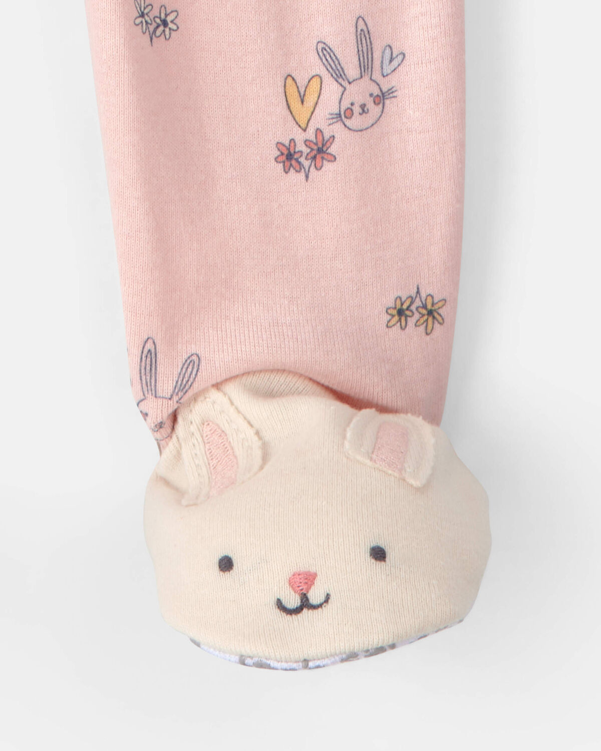 Toddler Girl Easter Bunny 100% Cotton Snug Fit 1-Piece Pajama - Pink - Image 3