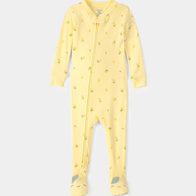 Toddler Lemon 100% Cotton Snug Fit 1-Piece Pajama - Yellow
