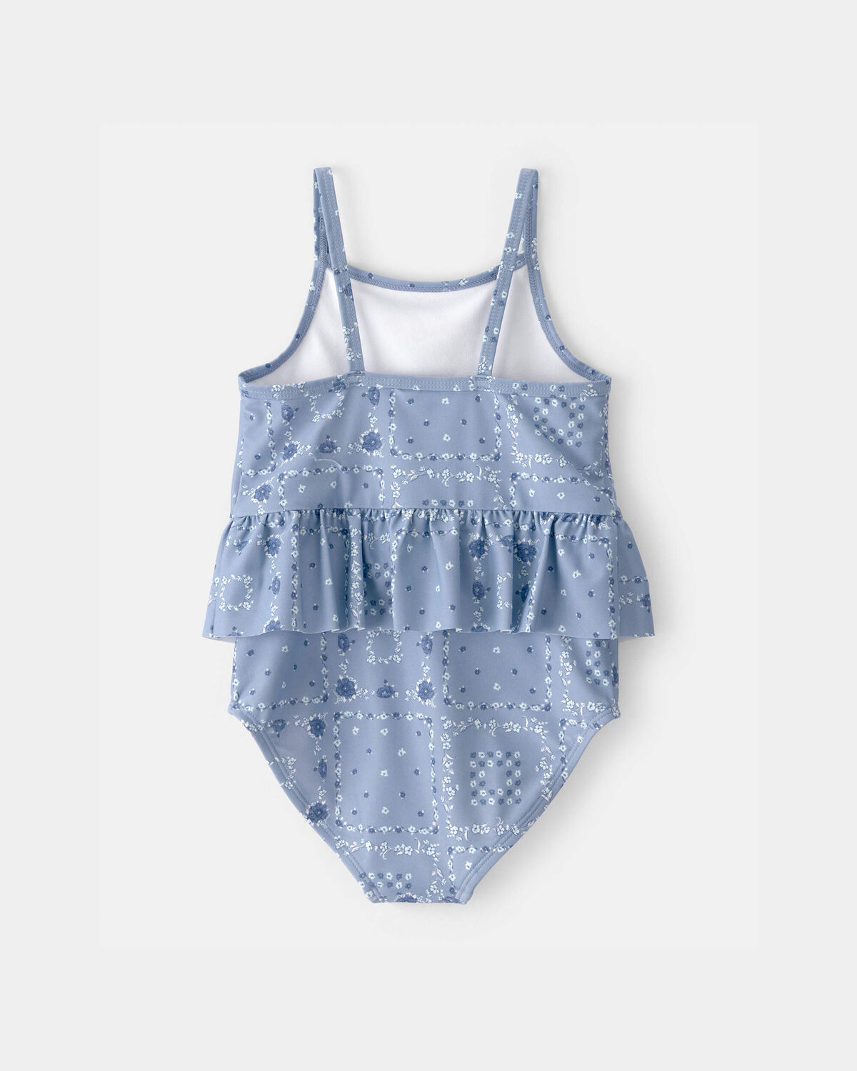 Toddler Girl Bandana Floral 1-Piece Swimsuit - Blue - Image 2