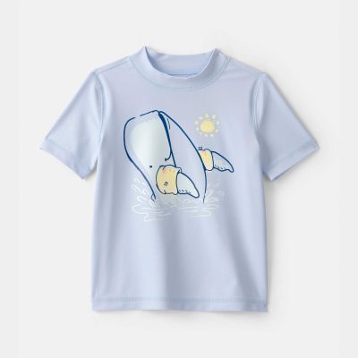 Toddler Boy Whale Short-Sleeve Rashguard - Blue