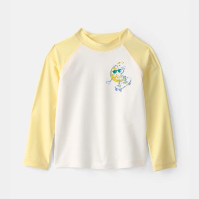 Toddler Boy Lemon Long-Sleeve Rashguard - Yellow/White