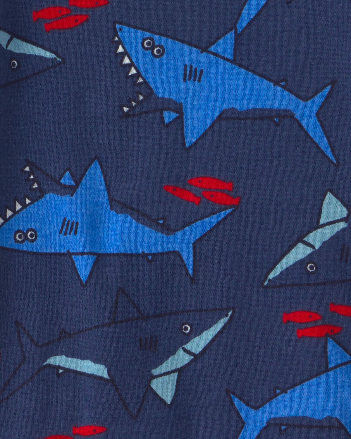 Toddler Boy Shark 100% Cotton Short-Sleeve Snug Fit 4-Piece Pajama Set - Blue - Image 3