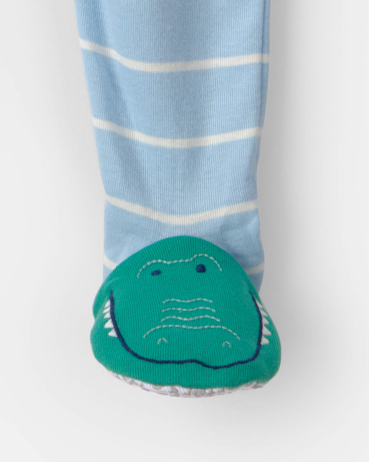 Toddler Boy Alligator Striped 100% Cotton Snug Fit 1-Piece Pajama - Blue - Image 3