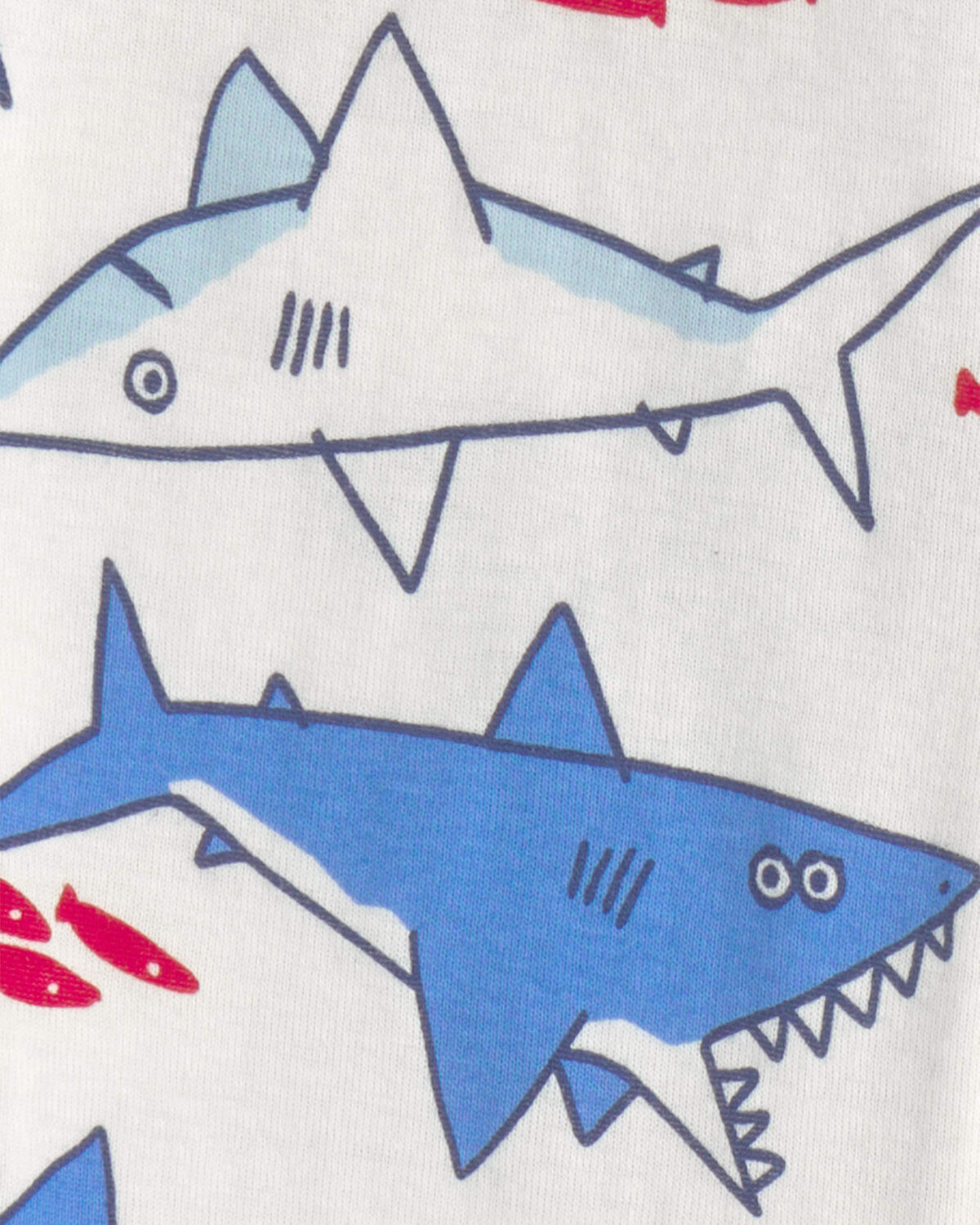 Toddler Boy Shark 100% Cotton Snug Fit 1-Piece Footie Pajama - Ivory - Image 3