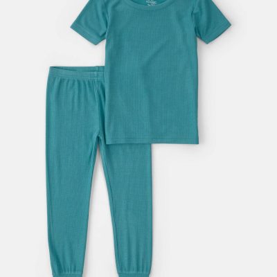 Toddler PurelySoft Short-Sleeve Snug Fit 2-Piece Pajama Set - Blue