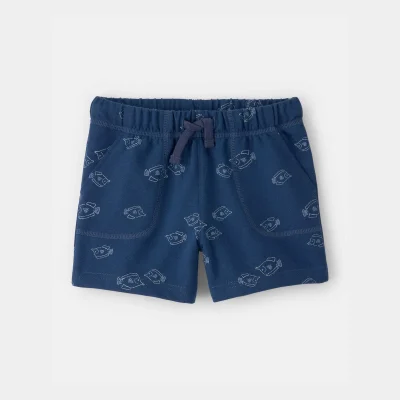 Toddler Boy Fish French Terry Shorts - Blue