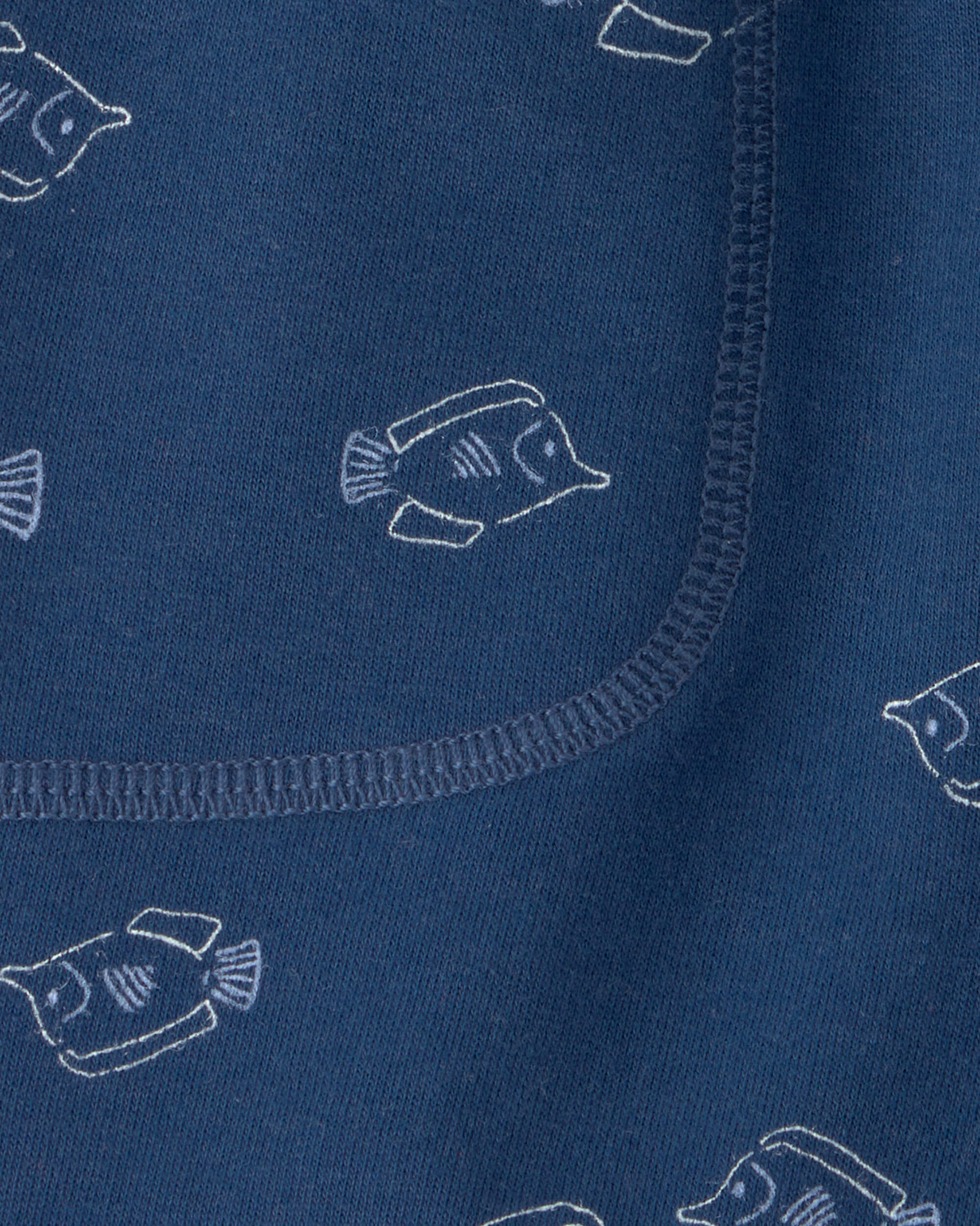 Toddler Boy Fish French Terry Shorts - Blue - Image 4
