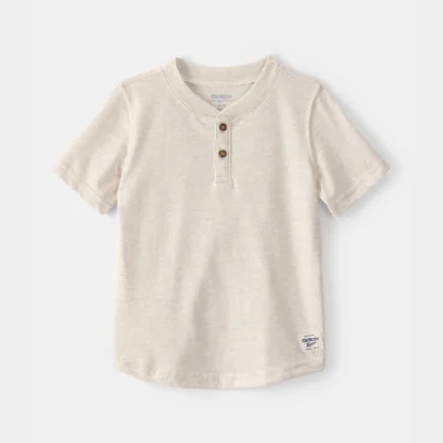Toddler Boy Short-Sleeve Henley T-Shirt - Cream