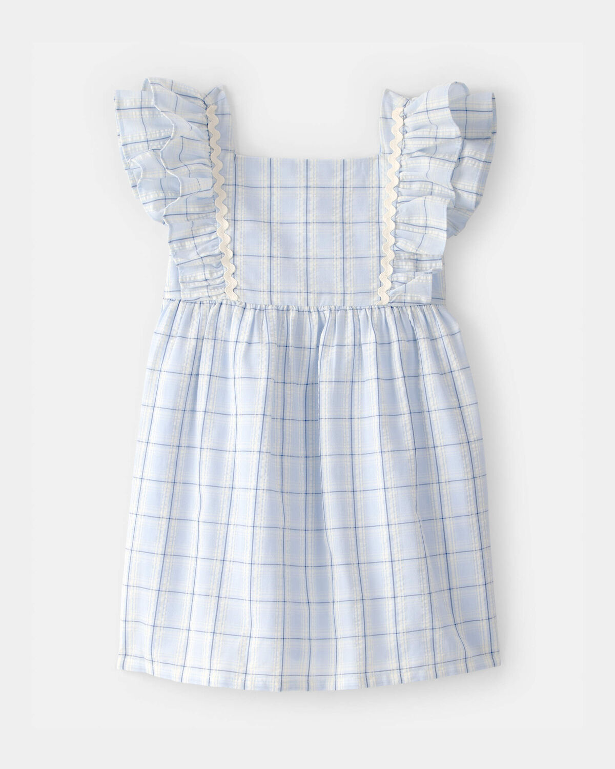 Toddler Girl Plaid Ruffle-Sleeve Dress - Blue/White