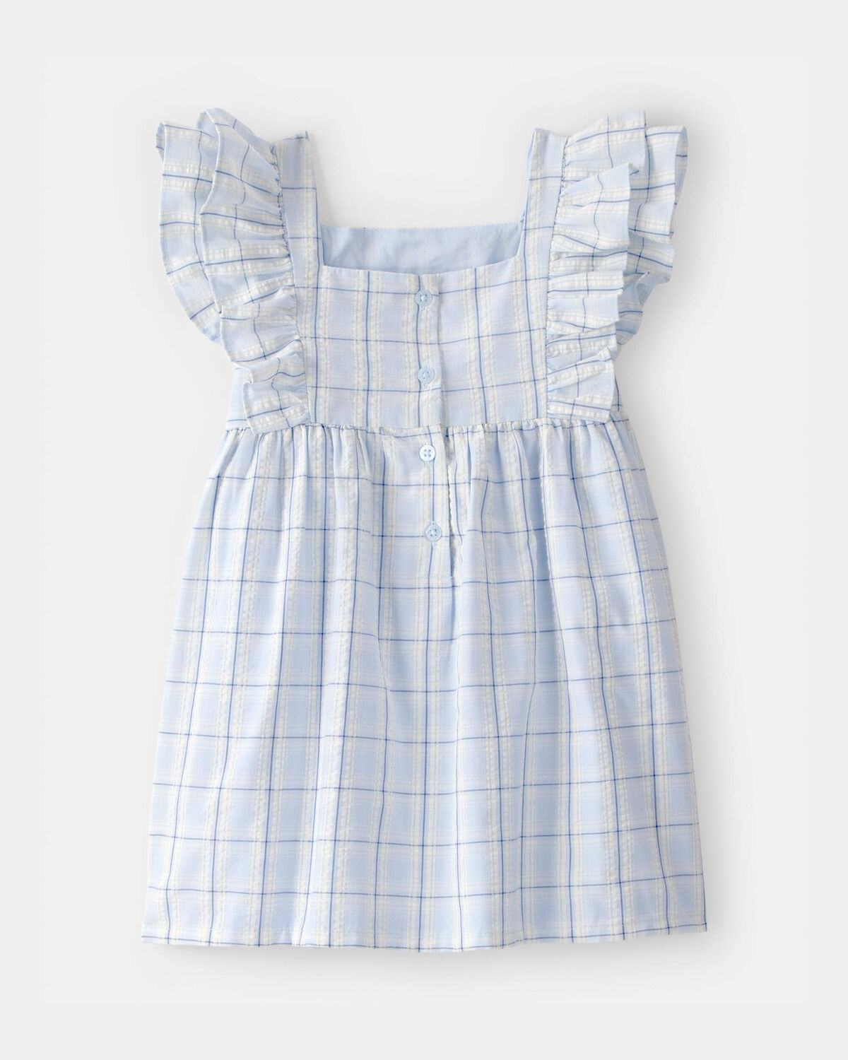 Toddler Girl Plaid Ruffle-Sleeve Dress - Blue/White - Image 4
