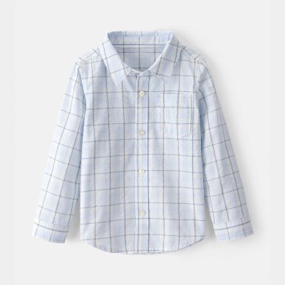 Toddler Boy Plaid Button-Down Shirt - Blue