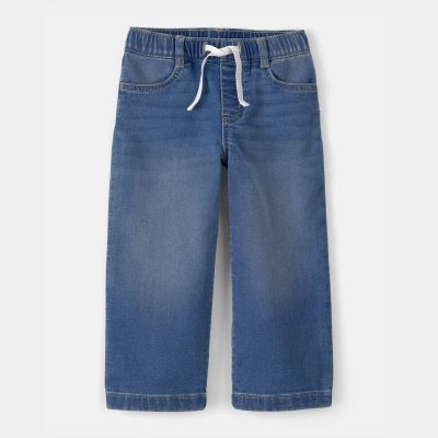 Toddler Girl Drawstring Wide-Leg Jeans - Dark Wash