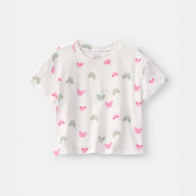 Toddler Girl Butterfly Relaxed Top - Ivory