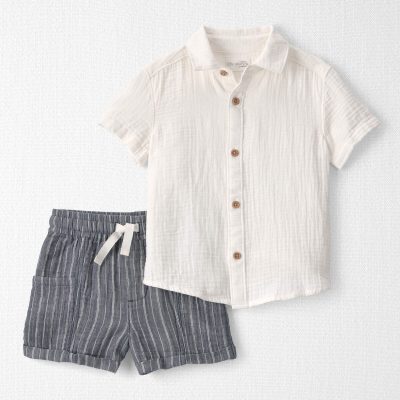 Toddler Boy 2-Piece Organic Cotton Gauze Top & Short Set