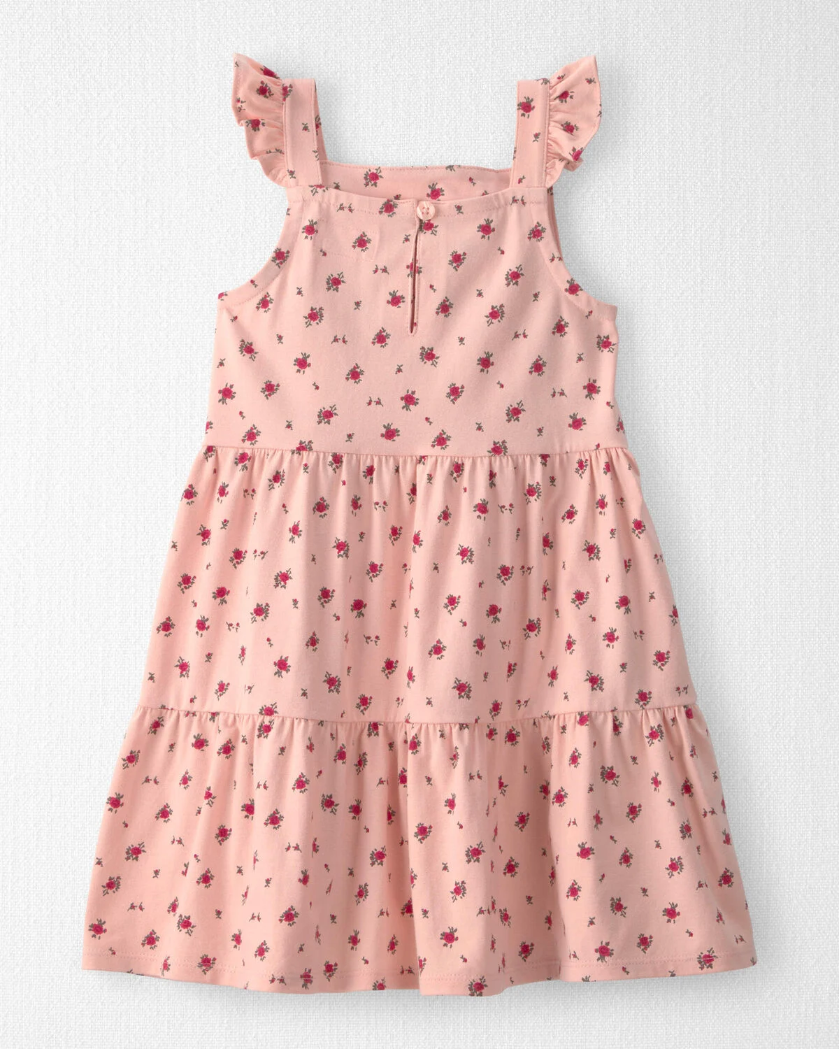 Toddler Girl Organic Cotton Tiered Dress in Blush Floral Print - Image 2
