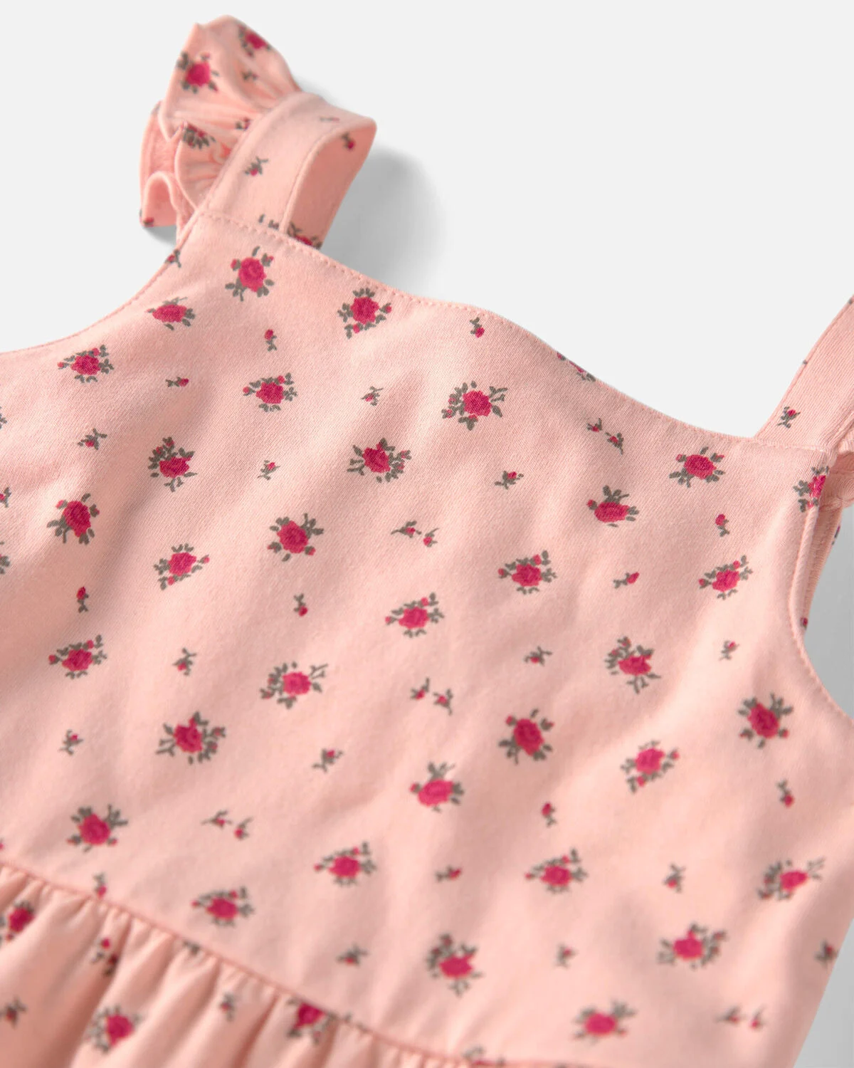 Toddler Girl Organic Cotton Tiered Dress in Blush Floral Print - Image 3
