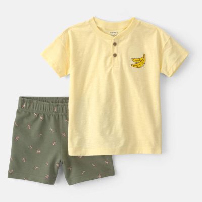 Toddler Boy 2-Piece Banana Top & Short Set - Yellow/Green