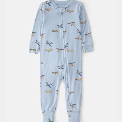 Toddler Boy Plane PurelySoft 1-Piece Pajama - Blue