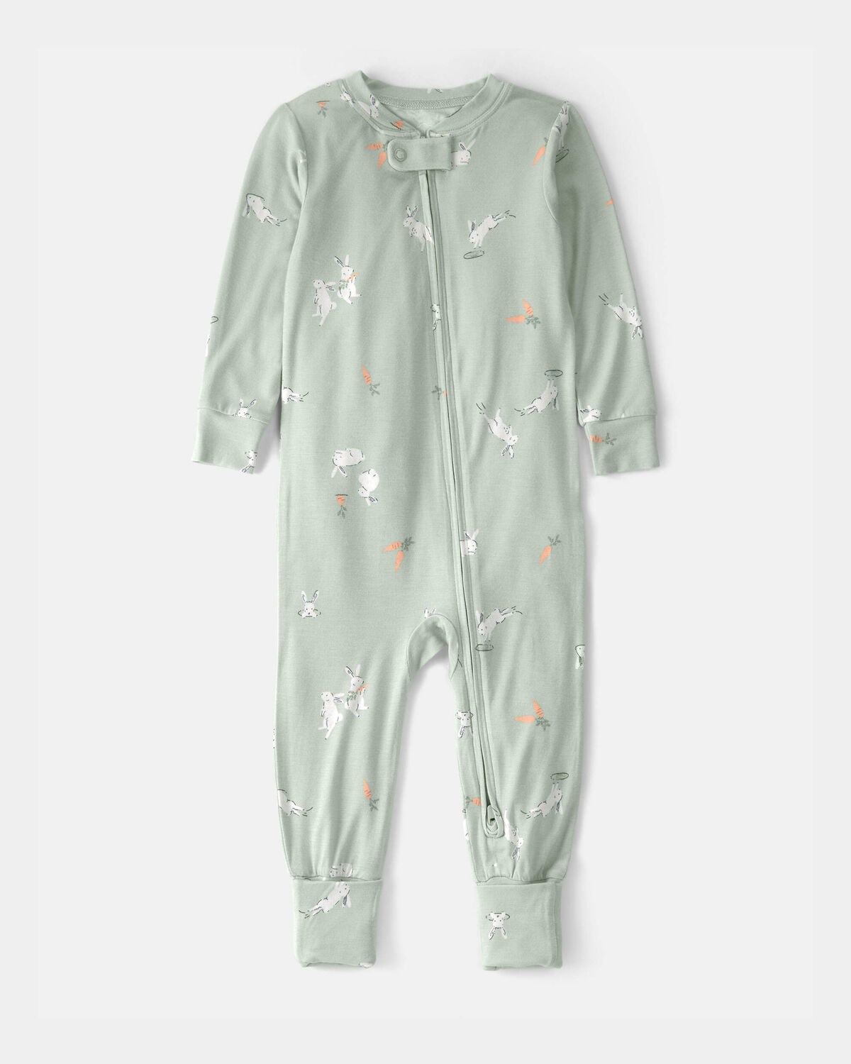 Toddler Easter Bunny PurelySoft 1-Piece 2-Way Zip Pajama - Green