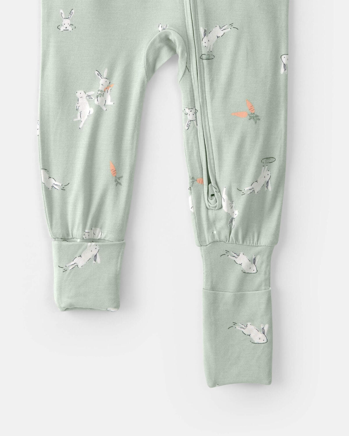 Toddler Easter Bunny PurelySoft 1-Piece 2-Way Zip Pajama - Green - Image 2