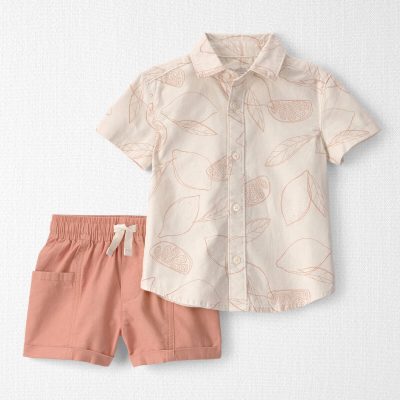 Toddler Boy 2-Piece Top & Short Set Made with Organic Cotton in Citrus Summer Print