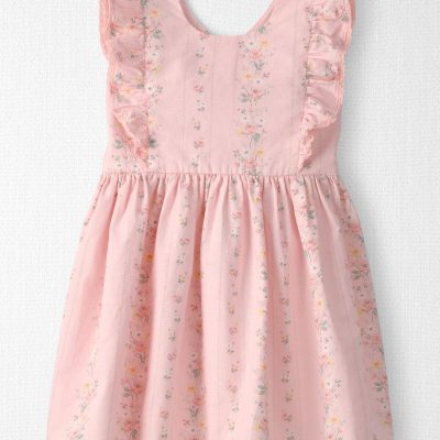 Toddler Girl Ruffle Dress Made with Organic Cotton in Spring Garden Print