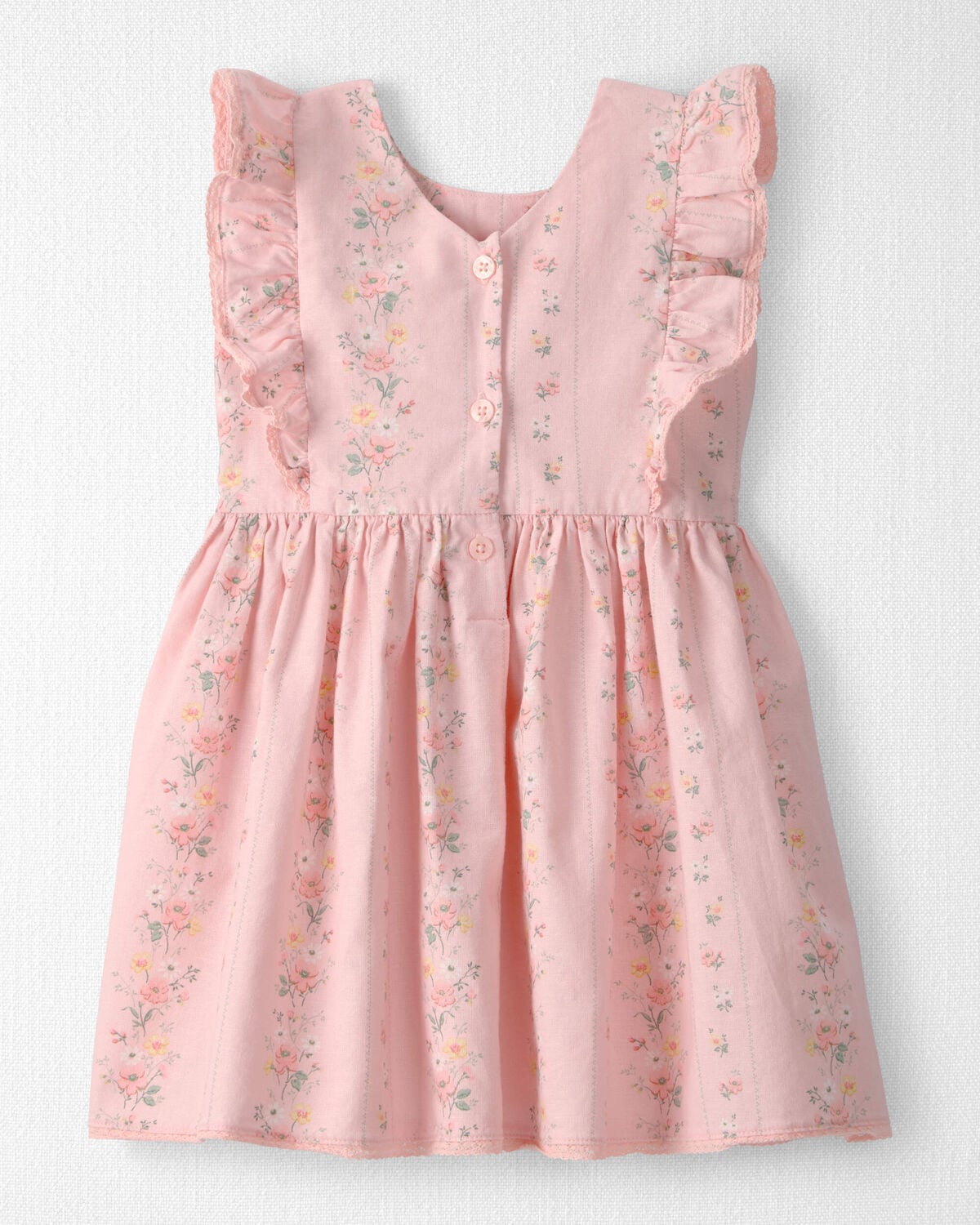 Toddler Girl Ruffle Dress Made with Organic Cotton in Spring Garden Print - Image 2
