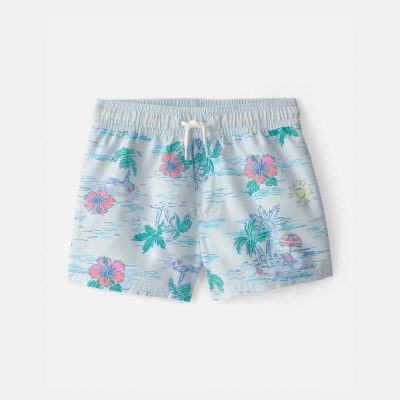 Toddler Boy Tropical Beach Swim Trunks - Blue