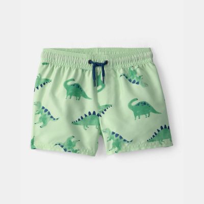 Toddler Boy Dinosaur Swim Trunks - Green