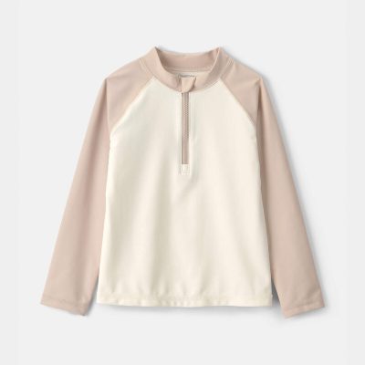 Toddler Boy Colorblock Rashguard - Tan/Ivory
