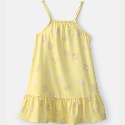 Toddler Girl Shell Swim Dress Coverup - Yellow