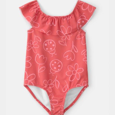 Toddler Girl Floral 1-Piece Swimsuit - Red