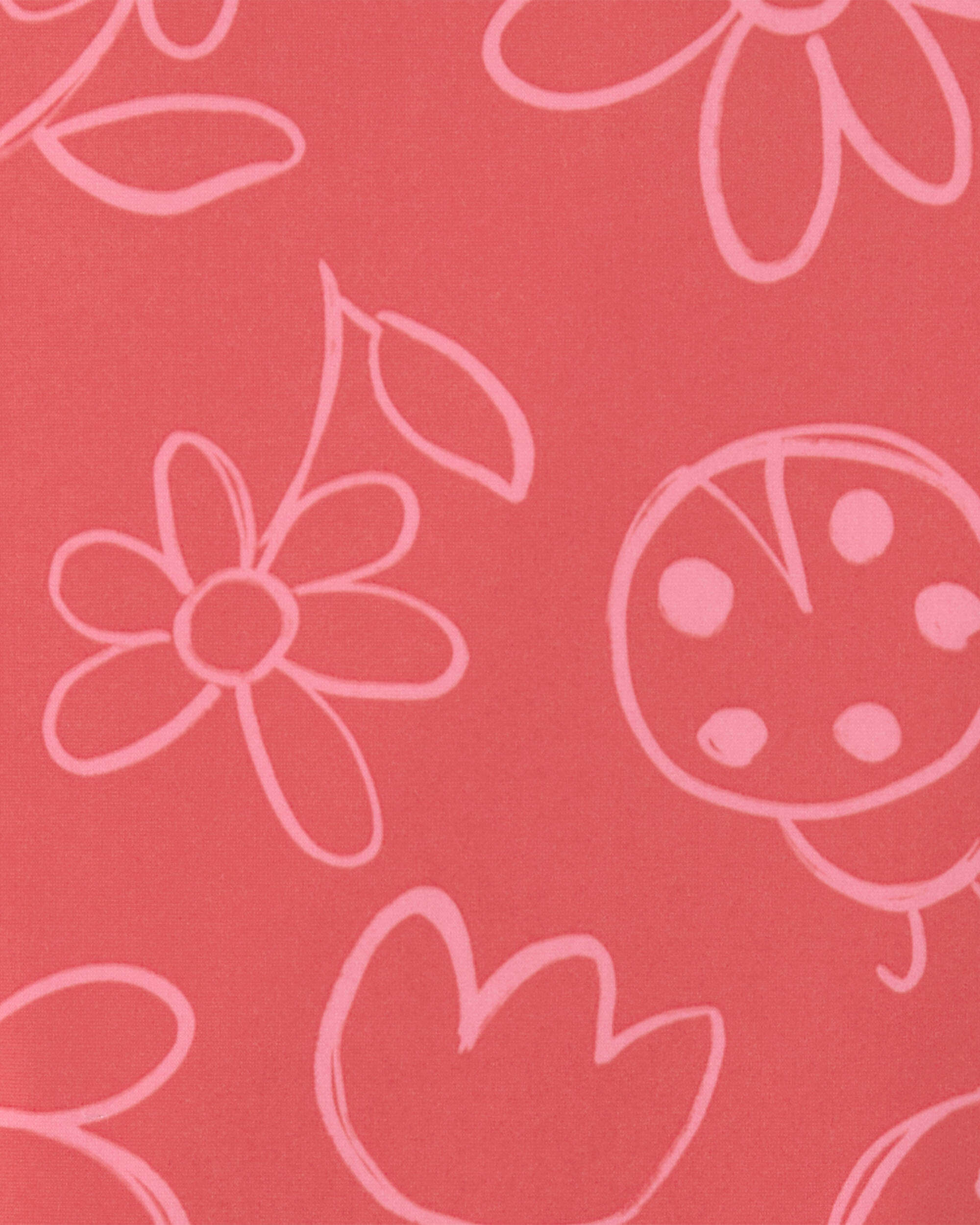 Toddler Girl Floral 1-Piece Swimsuit - Red - Image 4