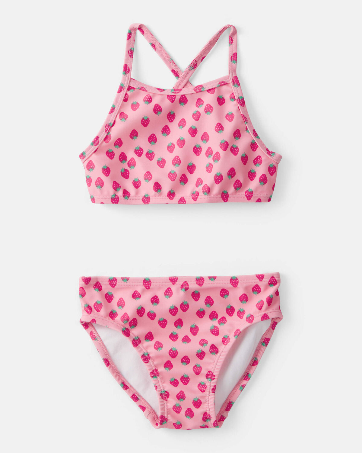 Toddler Girl 3-Piece Strawberry Rashguard Swimsuit Set - Pink - Image 3